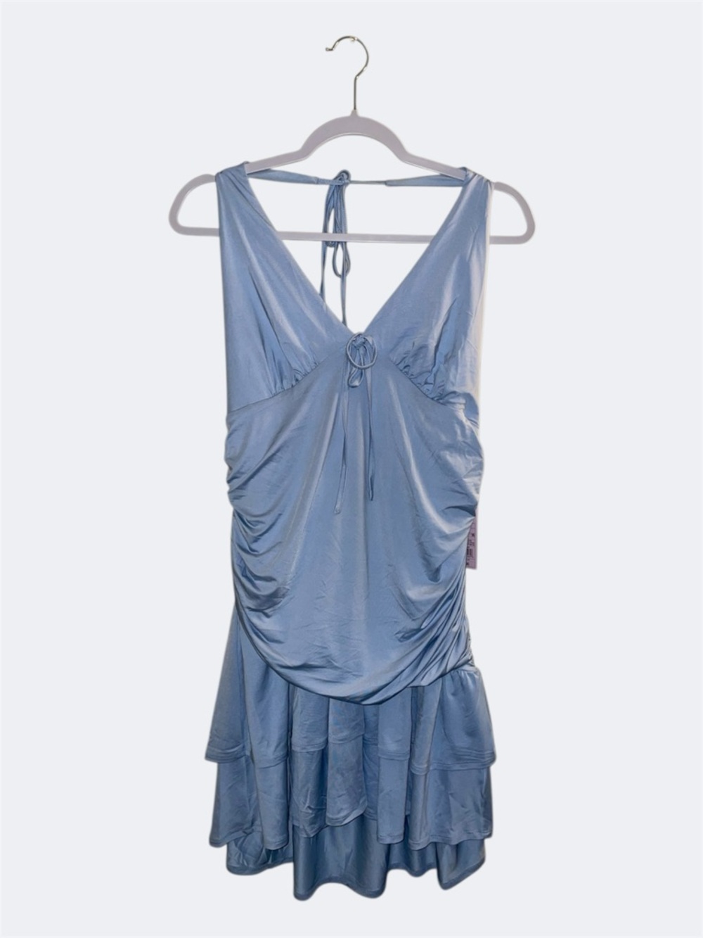 Wild Fable Light Blue Halter Ruffled Mini Dress